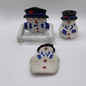 Frosty The Snowman Vtg. 3pc. Toilet Paper,Toothbrush, Soap Holder Christmas Set